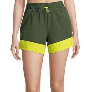 NEW! Xersion Workout Sport Shorts Green Yellow High Rise Small Quick Dry Stretch